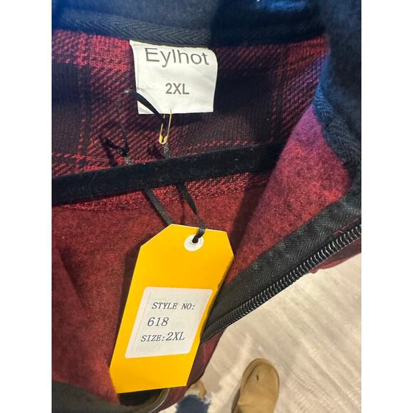 Eylhot brand zipper pullover Red and black Plaid size 2X new casual - Picture 4 of 4